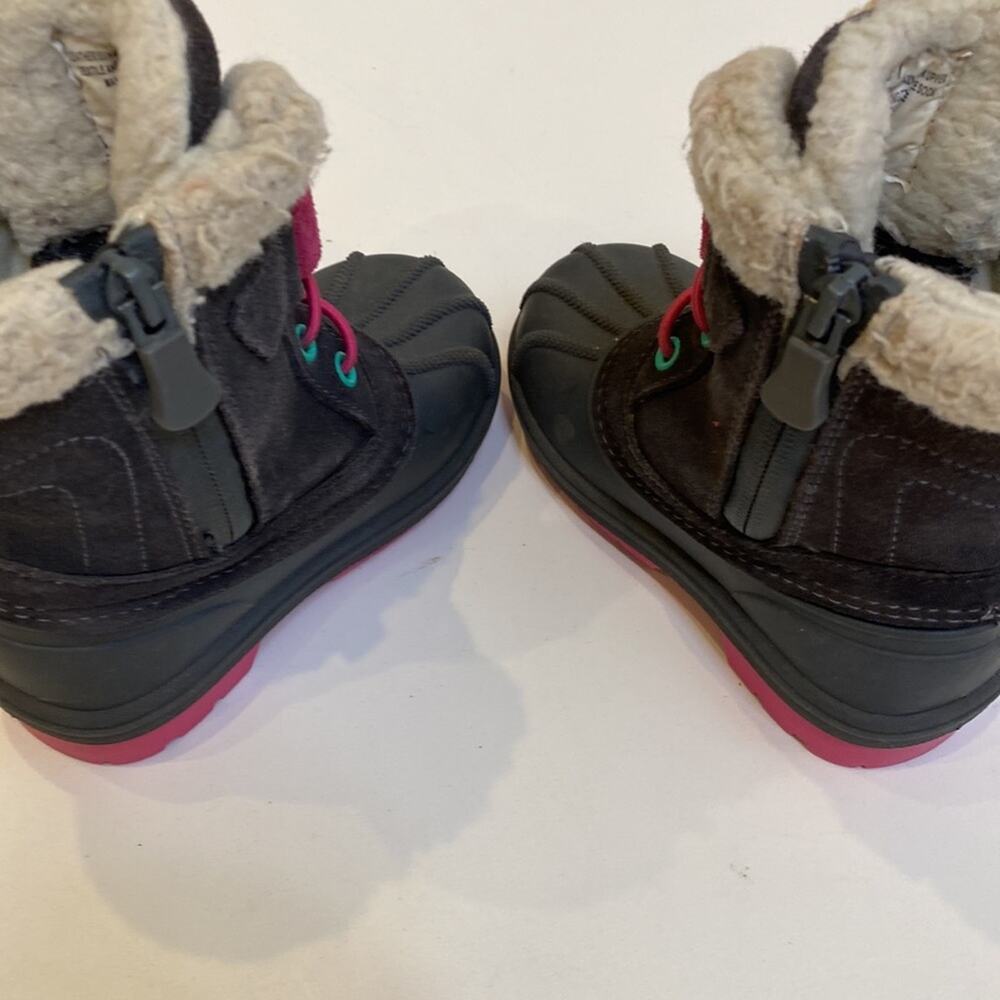 Cat & Jack Winter Waterproof Boots Zipper Dark Gray & Pink Sz 7 Toddler Girls - Picture 5 of 10